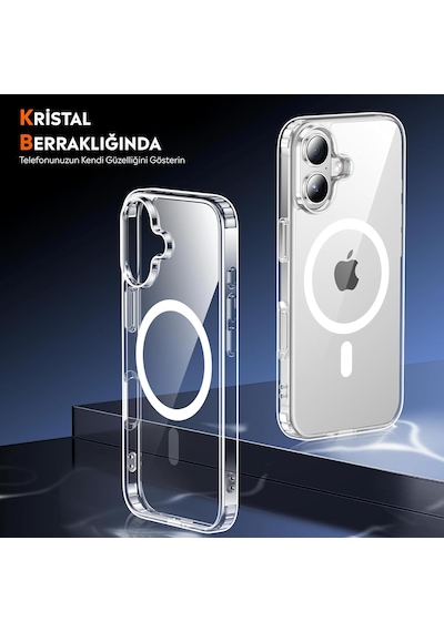 İphone 16 Plus Şeffaf Magsafe Uyumlu Kılıf Darbeye Dayanıklı Şeffaf Telefon Kılıfı Kamera Koruyucu İnce Ve Şık Tasarım Seffaf