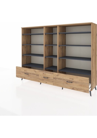 Hyperion Dolap 12 Raflı 3 Çekmeceli 220x44x163 Çam-antrasit/çam Antrasıt/atlas Çam - Atlas Çam Hyperion Dolap 12 Raflı 3 Çekmeceli 220x44x163 Çam-antrasit/çam Antrasıt/atlas Çam - Atlas Çam
