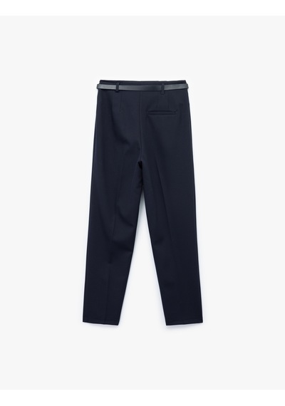 Koton Yüksek Bel Cigarette Pantolon Kemerli Slim Fit Lacivert 7wak40013uw