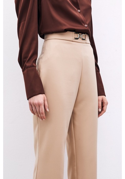 Sateen Aksesuar Detaylı Pantolon - Camel
