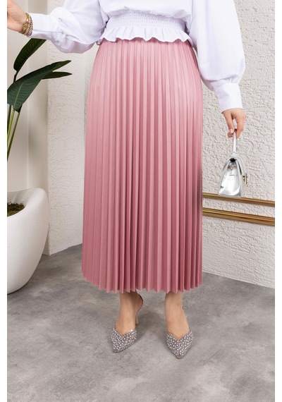 Hira Life Fashion Kadın Tesettür Giyim Ve Deri Görünümlü Beli Lastik Detayı İle Piliseli Uzun Etek Gül Gül Hira Life Fashion Kadın Tesettür Giyim Ve Deri Görünümlü Beli Lastik Detayı İle Piliseli Uzun Etek Gül Gül