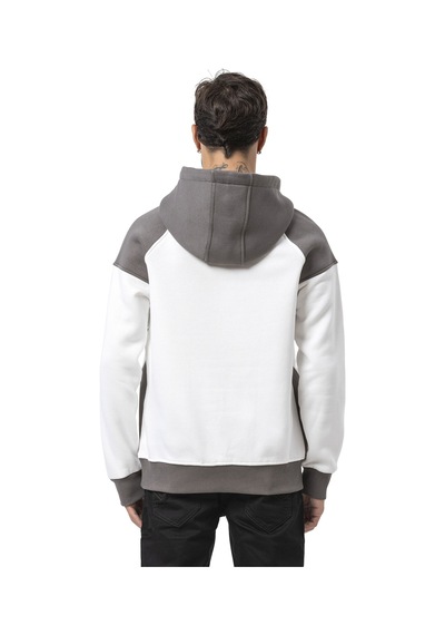 Cipo & Baxx Erkek Kapüşonlu Renk Bloklu Sweatshirt Cl591 Ekru