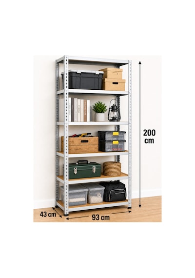 6 Katlı Çelik Elektrostatik Raf Sistemi, Dosya, Market, Ayakkabı, Çiçek, Depo, Arşiv, Kiler Rafı Boyut: 43x93x200 Cm Kalınlık: 0,70 Mm Gri