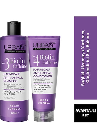 Expert Biotin Ve Kafein Dökülme Karşıtı Saç Bakım Seti Şampuan Krem-hızlı Uzamaya Yardımcı-vegan