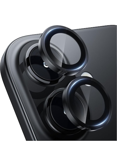 Apple Uyumlu iPhone 16 Metal Çerçeveli Temperli Kamera Lens Koruyucu