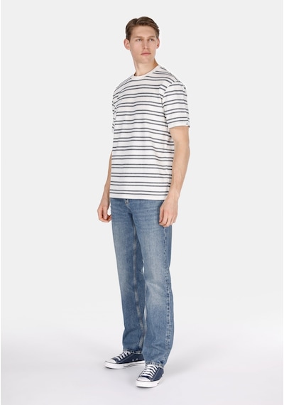 Colin's Colins Comfort Fit Yuvarlak Yaka Çizgili Erkek Beyaz Kısa Kol Tişört Cl1073624 Q1.v1 Wht Beyaz