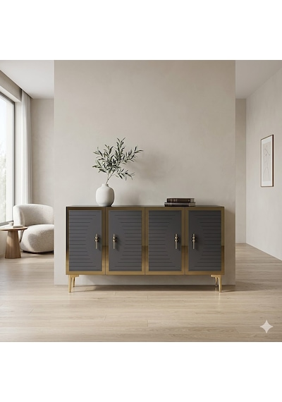 Ka1207ag Tuna Konsol Ve Tv Sehpası Antrasit-gold 120cm