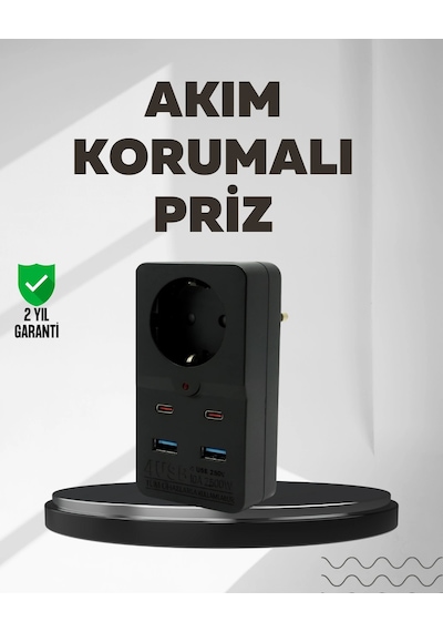 Hubrendy Tekno Tip Akım Koruma Prizi 10a 2500w Usb Type C Destekli 0