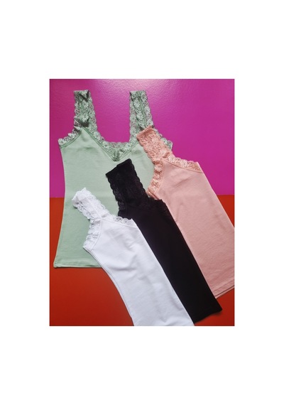 Demirsa Boutique Dantel Detaylı Modal Kumaş Askılı Siyah, Beyaz, Pudra Ve Yeşil Renk 4'lü Kadın Atlet Çok Renkli4 Demirsa Boutique Dantel Detaylı Modal Kumaş Askılı Siyah, Beyaz, Pudra Ve Yeşil Renk 4'lü Kadın Atlet Çok Renkli4