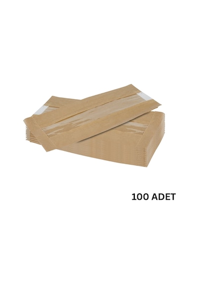 Kraft Şamua Pencereli Kese Kağıdı, Körüklü Ambalaj Poşeti, Butik Hediye Paketi, 100 Adet, 12x25 Cm K Kraft Şamua Pencereli Kese Kağıdı, Körüklü Ambalaj Poşeti, Butik Hediye Paketi, 100 Adet, 12x25 Cm K