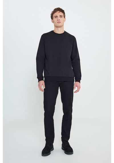 AC&Co / Altınyıldız Classics Standart Fit Normal Kesim Bisiklet Yaka Erkek Sweatshirt Siyah