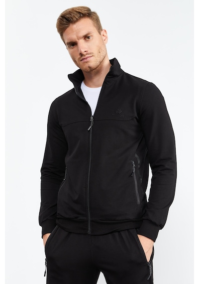 Tommy Life Siyah Dik Yaka Fermuarlı Standart Kalıp Klasik Paça Erkek Eşofman Takımı - 85152 Siyah