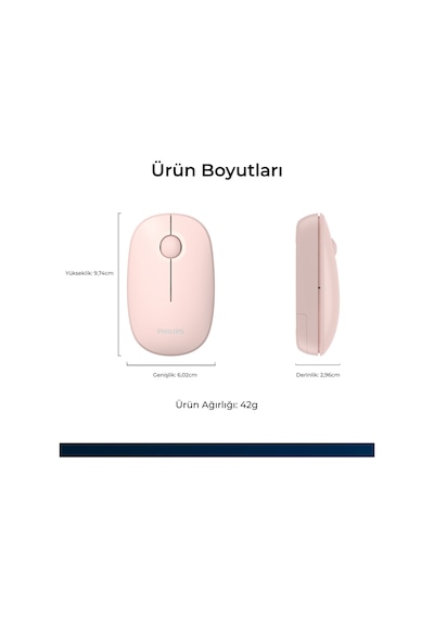 Philips SPK7378 Kablosuz 1600DPI 3 Tuşlu Optik Sessiz Mouse