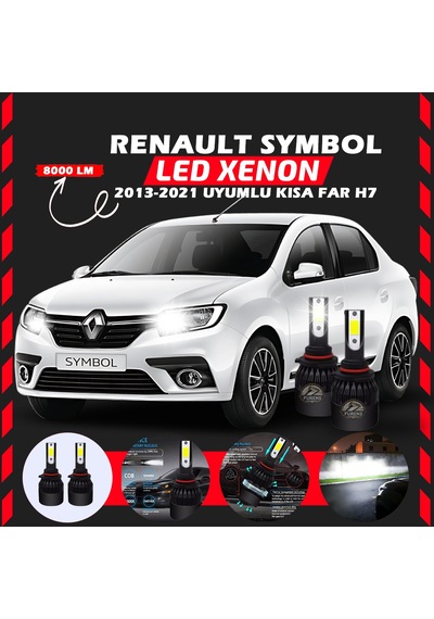 Renault Symbol 2013-2021 Kısa Far Uyumlu Şimşek Etkilii Led Xenon Light Series H7