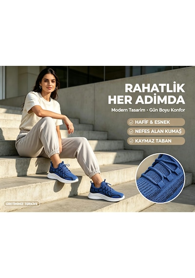 Leu Unısex Triko Spor Ayakkabı Lacivert