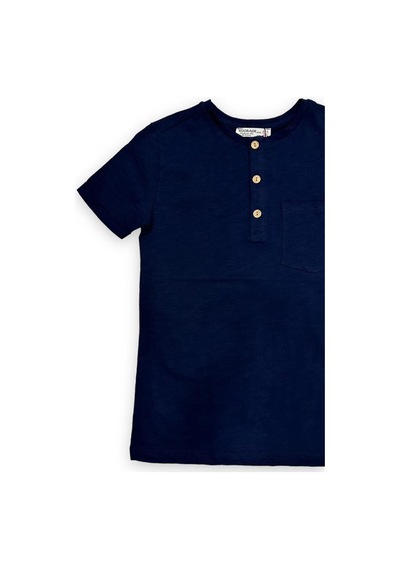 Woo Rage Erkek Çocuk Pamuklu İnce Üç Düğmeli Basic Tshirt-12963-siyah Siyah