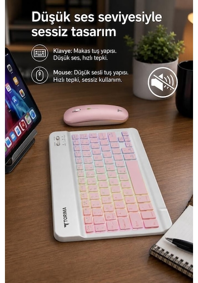Özel Üretim Ev Fare Bilgisayar Kablosuz Klavye Mouse Seti Tmk09 Beyaz Diğer