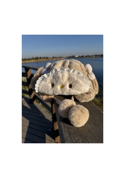 Mollycrush Kız Bebek Camel Kışlık Peluş Tavşan Şapka Kulaklı Ponponlu Hediyelik Model Camel Kahverengi