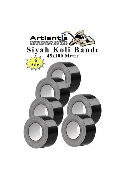 Siyah Koli Bantı 100 Metre 6 Adet 45mm X 100 Metre Renkli Koli Bandı Extra Güçlü Formül Akrilik Koli Bandı 6