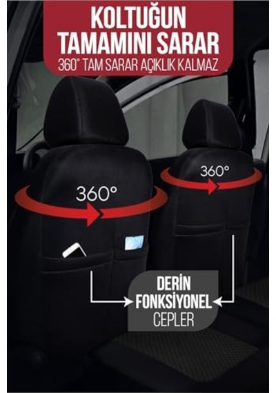 Ayrex Pam Serisi Oto Koltuk Kılıfı Siyah-kırmızı Diğer