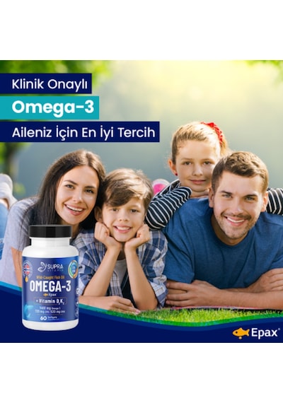 Supra Vitamin Omeg-3 Balık Yağı 1400 Mg Balık Yağı + Vitamin D3 & K2 60 Softgels