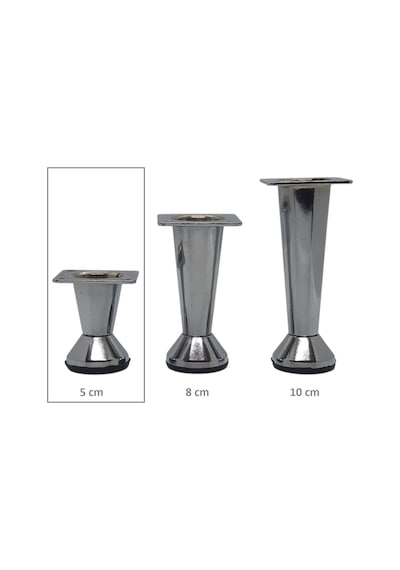 Adilon Konik Ayak, Zamak, Krom, 5 cm, Dolap, Mobilya, Puf Ayağı (4 Adet)