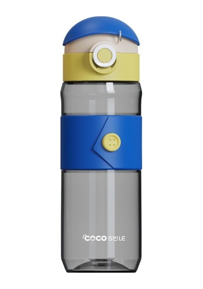 Cocosmile 580ml Silikon Gövde Düğme Desenli Rahat İçim Tritan Çocuk Matarası Mavi Genel