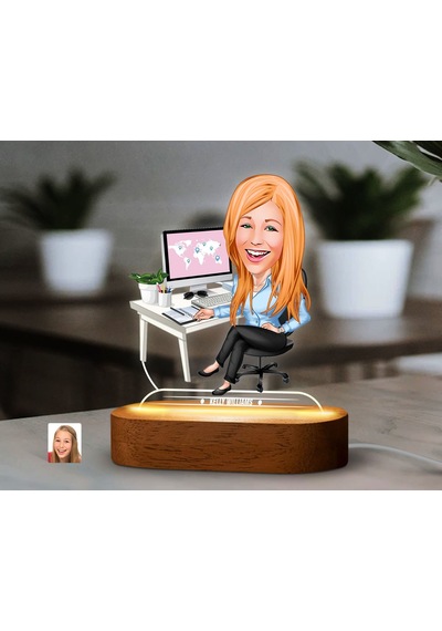 Bk Gift Kişiye Özel Kadın Karikatürlü Dekoratif 3d Biblo Led Işıklı Gece Lambası-15, Sevgiliye Hediye, Arkadaşa Hediye, Doğum Günü Hediyesi Kobitmeyen