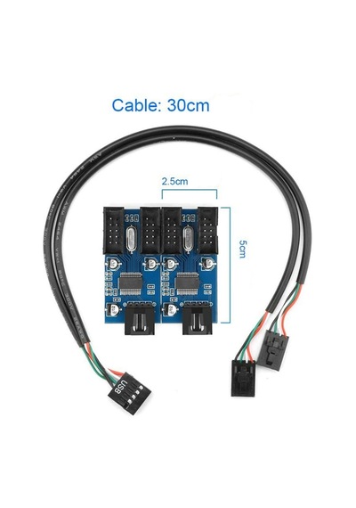 6091 Anakart İç Usb Hub 9 Pin Header 1x4 Çoğaltıcı Port Genişletici Panel Rgb Dişi