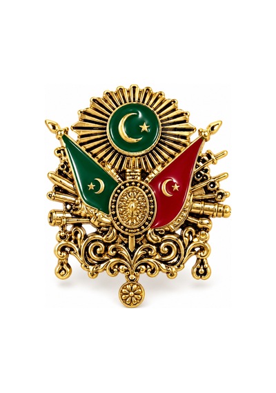 Osmanlı Arması Temalı 4 Cm Metal Broş Tarihi Motifli Şık Yaka Aksesuarı Açık Gri