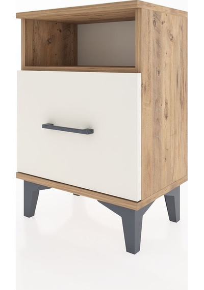 Arges Komodin Tek Raflı 2 Çekmeceli 44x30x64 Çam-aytaşı Çam