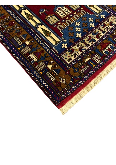 El Dokuma Sıfır Yahyalı Seccade 88x148 Kahve Kırmızı Kök Boya Yün Namazlık Kahverengi