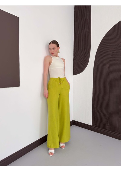 Verymoda Keten Pantolon D2381 Fıstık Yeşili