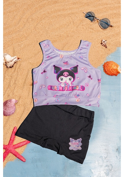 Beniizle Desenli Kız Çocuk Bikini Takım Lila