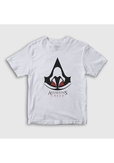 Presmono Unisex Çocuk Robe Assassin's Creed T-shirt Beyaz