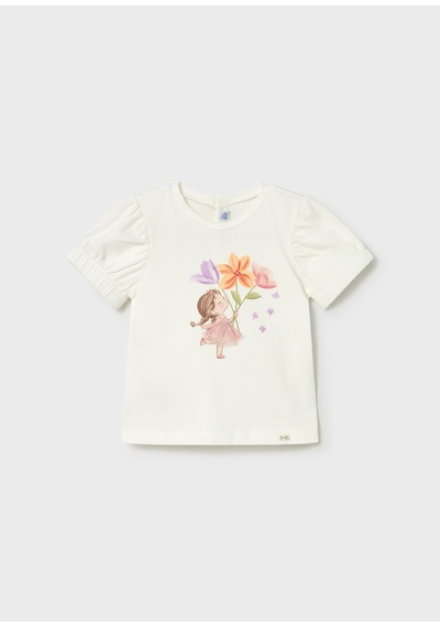 Mayoral Kız Bebek Baskılı Tshirt Krem Krem