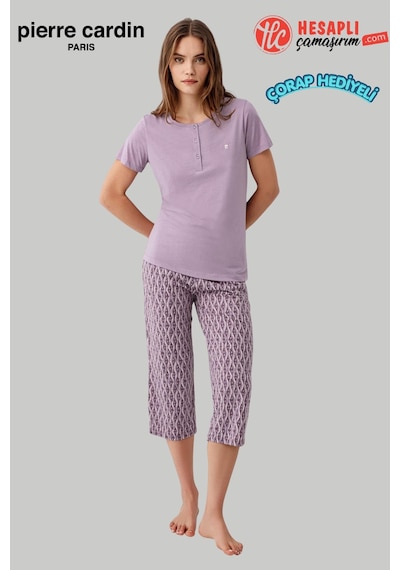 Pierre Cardin Paris Premium Kadınbüyük Beden Modal Pamuklu Rahat Kalıp Kısa Kollu Kapri Pijama Takım Lila Pierre Cardin Paris Premium Kadınbüyük Beden Modal Pamuklu Rahat Kalıp Kısa Kollu Kapri Pijama Takım Lila