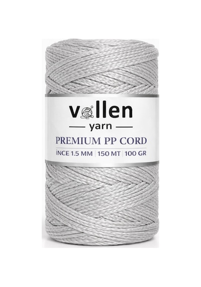 1.5mm-150mt Polyester Makrome Ipi, Supla Ipi, Çanta Ipi, Bileklik Ipi, Makrame, Açık Gri