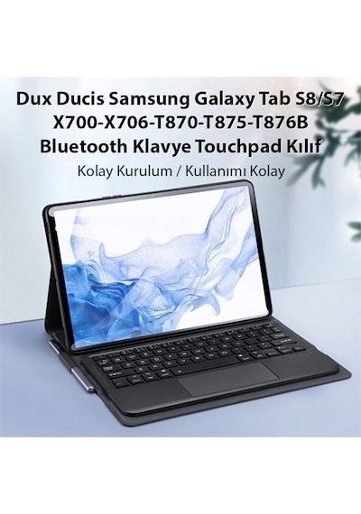 Dux Ducis SM Galaxy Uyumlu Tab S8/S7 Bluetooth Klavye Touchpad Kılıf X7