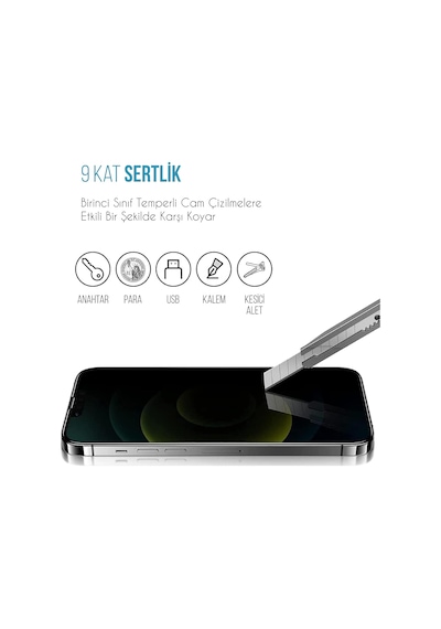 İphone 13 / 13 Pro / 14 / 16e / 17e İle Uyumlu Hayalet Ekran Koruyucu Yandan Görünmez Gizli Kurulum Kitli Camın Altında Toz Bırakmayan Darbelere Karşı Ekstra Dayanıklı Kırılmaz Cam Koruma