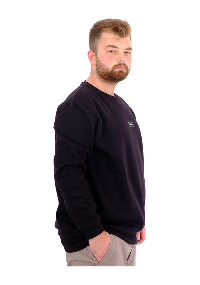Mode Xl Büyük Beden Erkek Sweatshirt 3 İplik Şardonlu Dıvısıon U24548 Siyah Siyah
