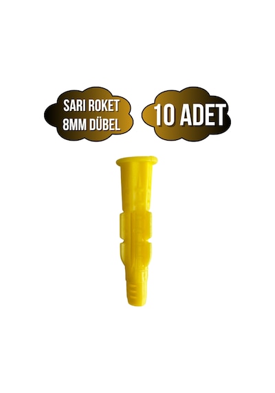 Roket Sarı 8mm Dübel Beton Tuğla Briket Dubeli 8mm Sarı Roket 10 Adet