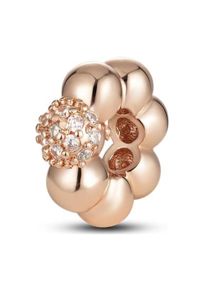 Nur Silver Rose Yuvarlak Taşlı Gümüş Charm Nur-bl00048