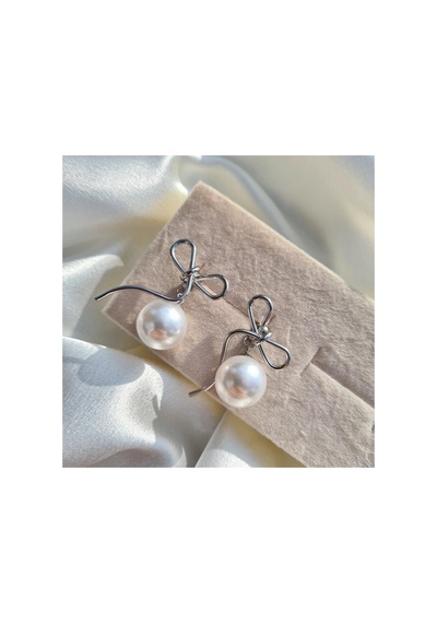 Pearl Ribbon Elegance Küpe Gümüş