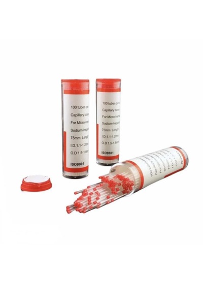 Hematokrit Kapilar Pipeti Heparinli Kırmızı Kapak 100 Adet