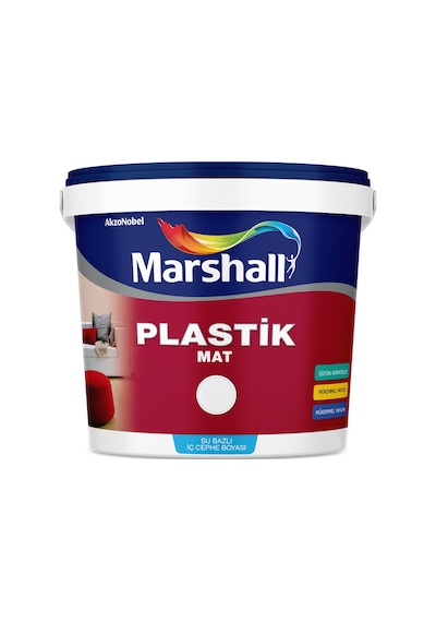 Marshall Plastik Mat Beyaz Su Bazlı Silinebilir İç Cephe Boyası 15 L 14 KG