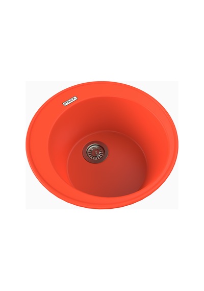 Polex Cristalüx Granit Evye P-06 Turuncu Tezgah Altı Ve Tezgah Üstü Oval Mutfak Evyesi 51.5x51.5 CM