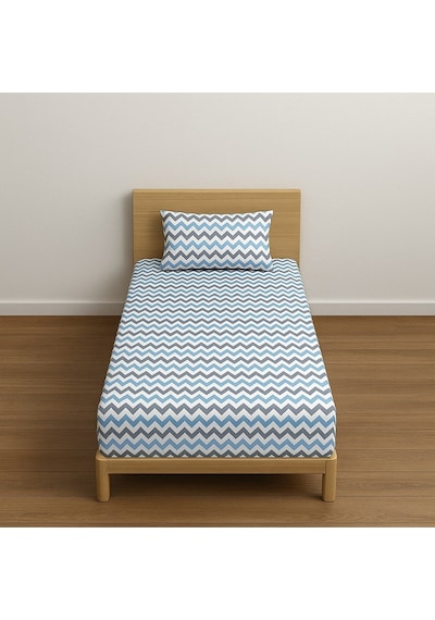 Lionas Tek Kişilik Desenli Lastikli Çarşaf Seti 120x200 Cm + 1 Yastık Kılıfı 50x70 Açik Mavi