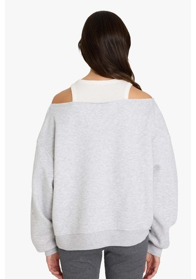 About Blank Defacto Oversize Baskılı Kalın Kumaş Sweatshirt G7172ax25cw Acı Kahverengi