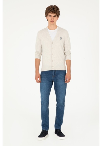U.s. Polo Assn. Erkek Taş Melanj Hırka Triko 50293531-vr225 Taş Melanj